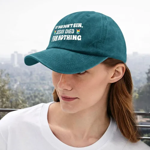 Vista 5 de ruio Jesus Hats for Men Baseball Cap Adjustable Hat If You Dont Sin Jesu Died for Nothings Baseball Hat for Women