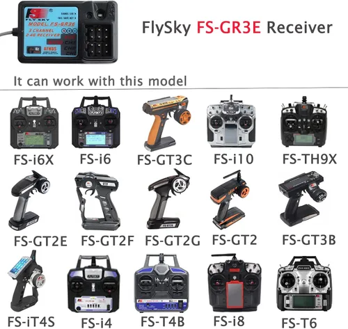 Vista 2 de Flysky Receptor FS-GR3E actualizado impermeable de largo alcance AFHDS 3CH 2.4G receptor para FS-i6X/FS-T6 / FS-i10 / TH9X /FS-GT2 /FS-GT2B /FS-GT3B