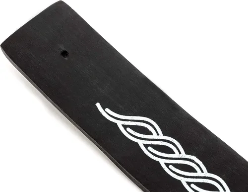Vista 5 de Soporte de incienso de madera para palos de madera pintada en negro de 10 pulgadas de largo