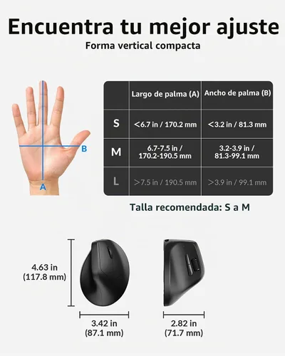 Vista 8 de Keychron M5 8K Ratón Ergonómico Vertical Inalámbrico, 2.4 GHz/Bluetooth 5.3/Ratones con Cable para Computadora Recargables, 5 Niveles Hasta 30K DPI