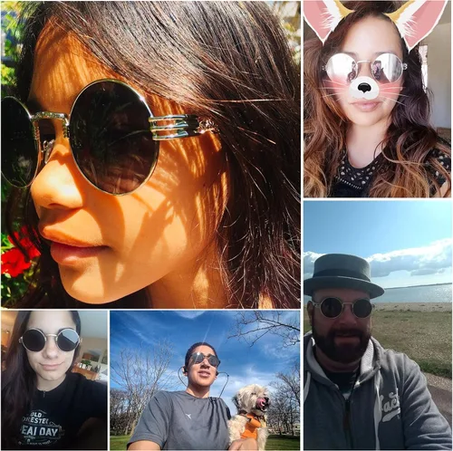 Vista 9 de Dollger Gafas de sol redondas Steampunk con marco de metal