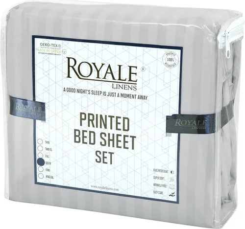Vista 9 de ROYALE LINENS Juego de sábanas de 4 piezas, microfibra suave cepillada, 1 sábana bajera, 1 sábana encimera, 2 fundas de almohada, sin arrugas