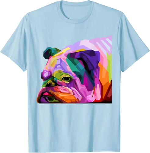 Vista 113 de Camiseta de retrato pop artístico de bulldog británico inglés para dueños de perros, Negro, S