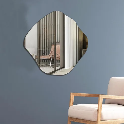 Vista 2 de BOMINICA Espejo de pared irregular asimétrico sin marco para baño, sala de estar, entrada, dormitorio, 20 x 20 pulgadas