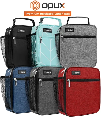 Vista 8 de opux - Lonchera aislada para niños y adultos, bolsa de almuerzo a prueba de fugas para niños, niñas, hombres y mujeres, lonchera reutilizable y Negro