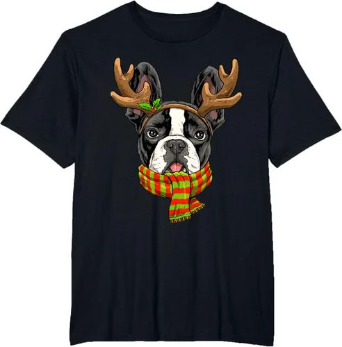 Vista 32 de Camiseta de Navidad para perro Bulldog Francés, Negro, S
