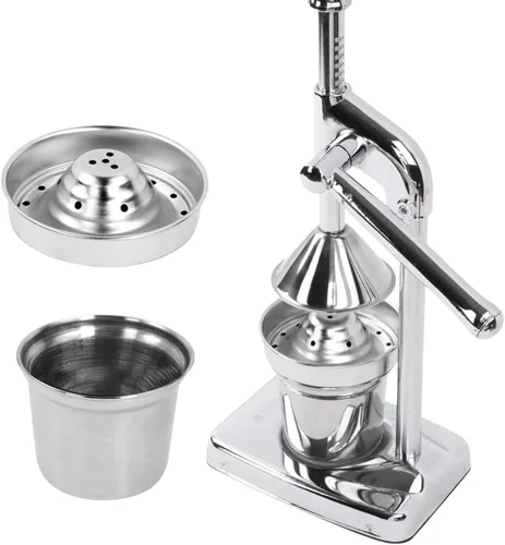 Vista 5 de Exprimidor manual de hierro fundido, exprimidor manual resistente de acero inoxidable, exprimidor de frutas para jugo de naranja de limonada fresca