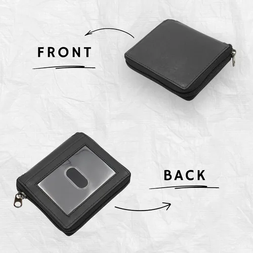 Vista 8 de ag wallets Cartera de cuero con cremallera para hombre con inserciones (negro)