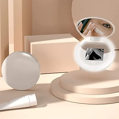 Vista 6 de Espejo de prueba de protector solar, cámara de prueba de protección solar con luz 2X aumento maquillaje de viaje 3.5 pulgadas cámara de bolsillo
