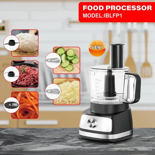 Vista 6 de EMB Serie IronBlade procesador de alimentos 5 en 1, cuenco de 1.5L, control de 4 velocidades, multifuncional para cortar, triturar, picar, amasar
