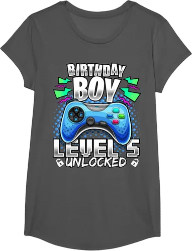 Vista 40 de Camiseta para niños con diseño de videojuegos desbloqueados de nivel 5 Negro