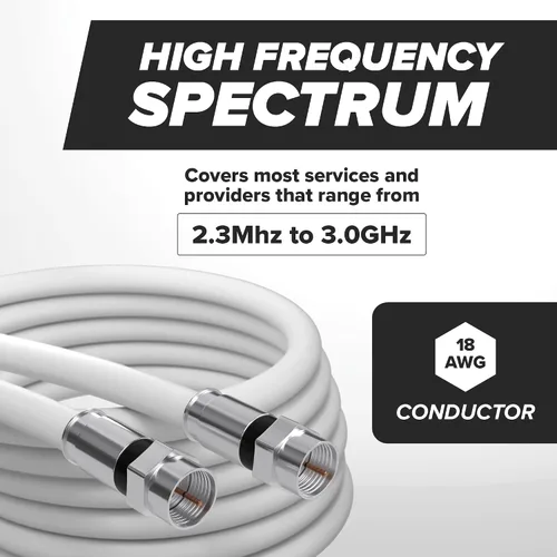 Vista 6 de Cable coaxial THE CIMPLE CO, 1 pie, RG6, Coax, cable de TV, flexible, para interior/exterior, cable para internet de alta velocidad, doble blindaje