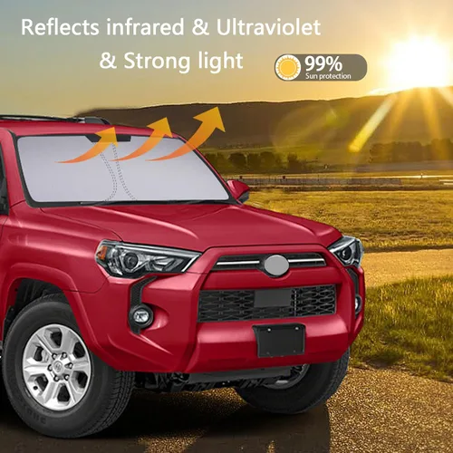 Vista 5 de Parasol para parabrisas para accesorios de Toyota 4Runner 2010-2024, ajuste personalizado, plegable, protector de visera para ventana delantera