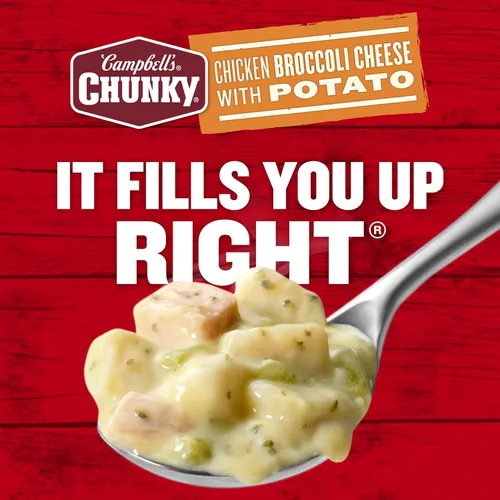Vista 6 de Sopa Campbell’s Chunky, Sopa de Pollo con Brócoli y Queso, Lata de 18.8 Oz