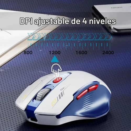 Vista 4 de Uineer Ratón Bluetooth, [Actualizado] Ratón Inalámbrico Multi-Dispositivo Recargable, Nivel de Batería Visible, Tri-Modo (BT 5.0/4.0+2.4G Hz), 4 DPI