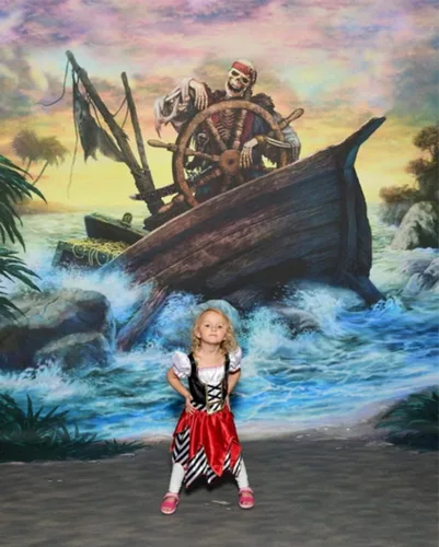 Vista 4 de Toddlers Pirate Costume Girls, Buccaneer Princess Costume Kids, Cruise Pirate Night Outfits for Girls 3-10 Years