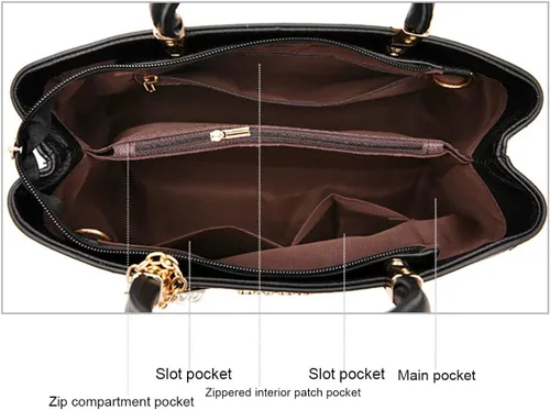 Vista 3 de Carteras y bolsos para mujer de piel sintética con asa superior, bolso de hombro para mujer