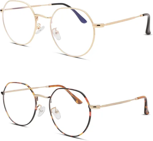 Vista 8 de Pro Acme Gafas redondas de moda Metal Clear Lens Frame Vintage Unisex Gafas 53MM