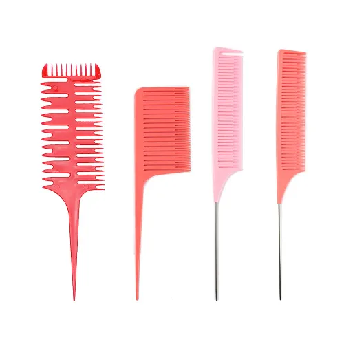 Vista 10 de Fox Baby Peine para peinar el cabello, 4 peines de metal negro, resaltado, estilo profesional, para estilista en casa, peluquero, tejido, teñido