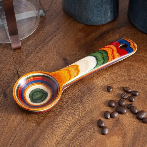 Vista 3 de Baltique Marrakesh Collection - Cuchara de café de madera, cuchara reutilizable de madera de abedul colorida para café molido, proteína en polvo