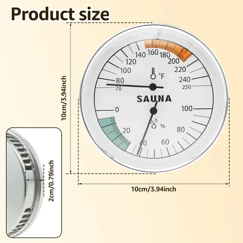 Vista 7 de Termómetro e higrómetro de sauna preciso, medidor de temperatura de sauna versátil para interiores, monitor de humedad para el hogar, sala de sauna