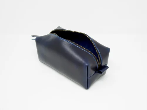Vista 2 de Kit Dopp de piel auténtica, bolsa de aseo portátil para hombre para artículos de afeitado y aseo, organizador de cosméticos de viaje, regalo