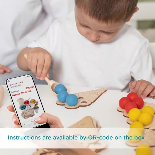 Vista 8 de Ulanik Sweet Counting - Juguetes Montessori grandes para niños de 3 años + juego de madera a juego para aprender a clasificar y contar colores - 60