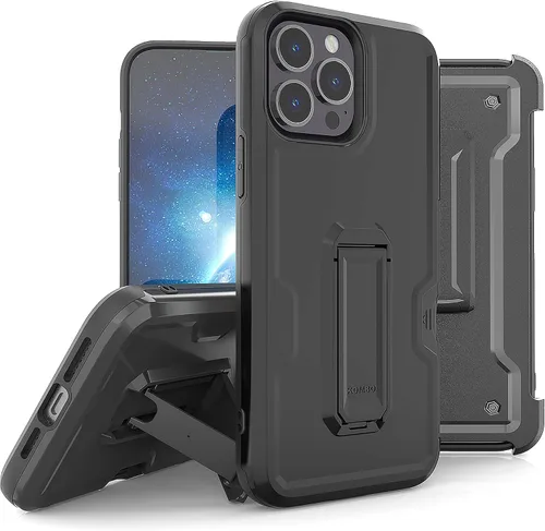 Vista 20 de Compatible con Apple iPhone 13 Pro Max Armor Kombo Kickstand Funda con clip para cinturón, híbrida, resistente, resistente, a prueba de golpes