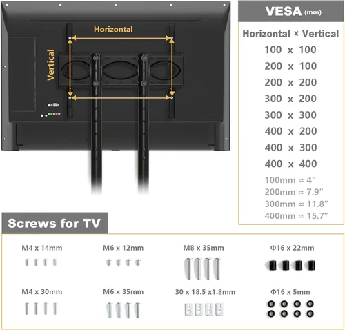 Vista 8 de Soporte de TV móvil con ruedas mejoradas para televisores de 32 a 75 pulgadas hasta 88 libras, soporte de TV rodante ajustable en altura con estante