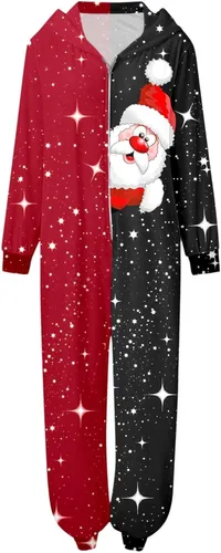 Vista 4 de Pijamas familiares de Navidad a juego para toda la familia, mameluco con capucha de 2 piezas a juego para la familia, pijamas de Navidad
