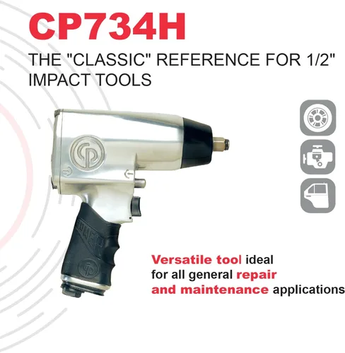 Vista 3 de Chicago Pneumatic CP734H, llave de impacto neumática para servicio pesado de 1/2 pulgada