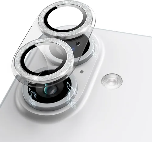 Vista 13 de Compatible con iPhone 15/iPhone 15 Plus/iPhone 14/iPhone 14 Plus Protector de lente de cámara Metal Plus Anillo de aleación de aluminio 9H Pantalla