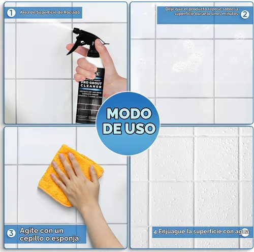 Vista 4 de AQUA-X Limpiador de lechada de 16 onzas – Removedor de manchas de azulejos y lechada resistente para pisos, duchas y baños – Fórmula de limpieza