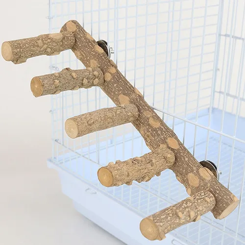 Vista 7 de Escalera de loro para pájaros, perca para jaula, puente de madera para pájaros, soportes para ejercicio, loro que escala, juguetes para masticar