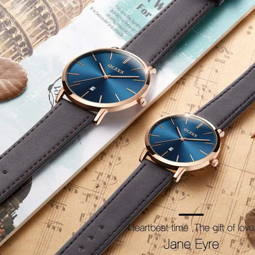 Vista 3 de OLEVS Relojes de cuero impermeable relojes de cuarzo con fecha de día, regalos