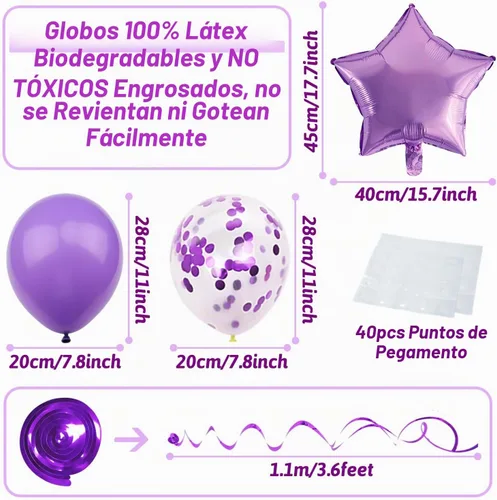Vista 4 de Decoraciones de fiesta moradas con pancarta, suministros de compromiso, aniversario y cumpleaños para mujeres y niñas Morado