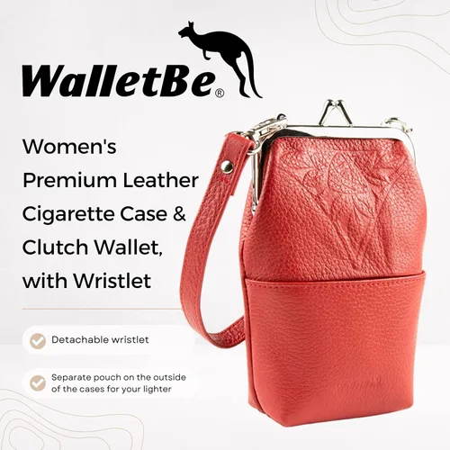 Vista 6 de Cartera de cuero premium para mujer y embrague RFID con muñequera, Negro