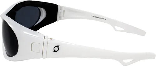 Vista 4 de 3 pares de gafas de sol flotantes Hurricane categoría 5 Jet Water Ski a gafas híbridas marcos en blanco y negro con lentes polarizados ahumados