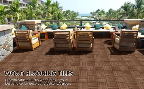 Vista 6 de Yaheetech 55 azulejos de terraza de patio entrelazados de madera compuesta de madera para cubierta de pisos de madera de 12 x 12 pulgadas, madera