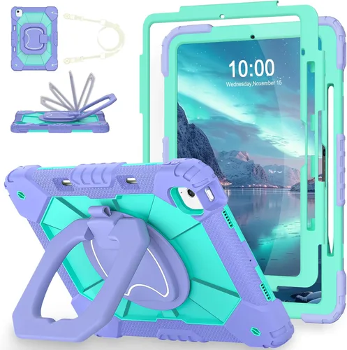 Vista 11 de WESOROL Funda para iPad Air de 13 pulgadas M4/M3/M2 2026/2025/2024 con soporte para lápiz, protector de pantalla, soporte giratorio de 360°, funda
