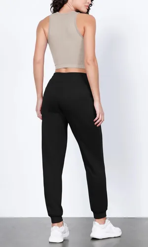 Vista 3 de ODODOS Pantalones deportivos para mujer con bolsillos, de algodón de rizo francés, cintura alta, con cordón