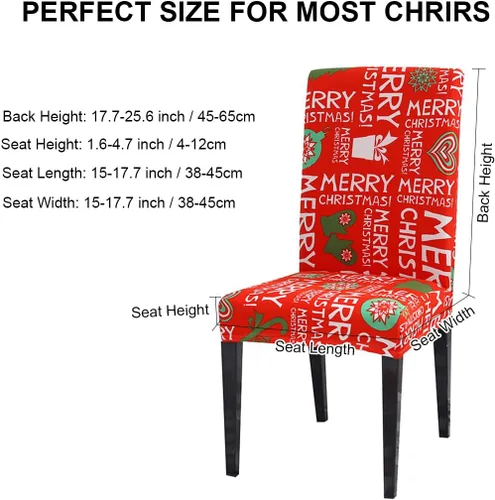 Vista 2 de Juego de 4 Fundas de Silla de Navidad, Fundas de Asiento para Sillas de Cocina y Comedor, Fundas de Silla de Papá Noel, Decoraciones de Navidad