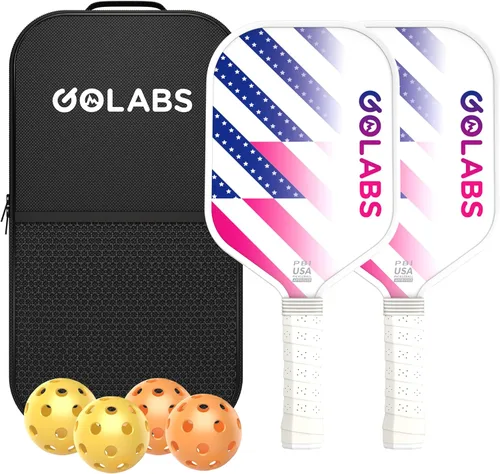 Vista 9 de Golabs Pickleball Paddles Set of 2,Fiberglass USAPA Approved 16mm Thickness 8oz Lightweight, 5.51" Comfort Anti-Slip Elongated Grip Increased