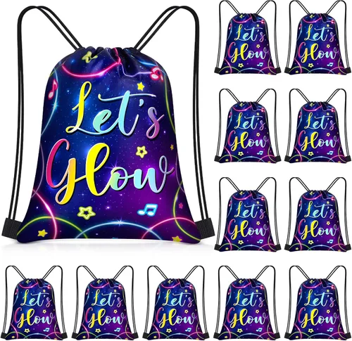 Vista 21 de Censen 24 piezas de bolsas con cordón, conjunto a granel, 12 x 10 pulgadas, bolsas de regalo con temática de princesa y príncipe, bolsas de regalo