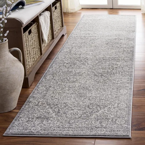 Vista 9 de Safavieh - Alfombra de 2 x 4 pies de la colección Brentwood color marfil y azul marino, alfombra que no suelta pelusas con diseño desgastado