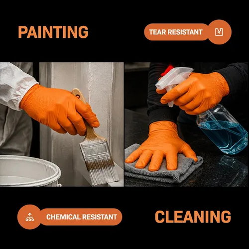Vista 5 de First Glove 8 Mil Heavy Duty Nitrile Gloves - Diamond Grip - Disposable Gloves for Mechanic, Automotive & Industrial Work