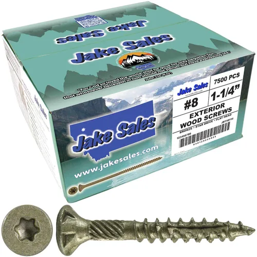 Vista 50 de 8 x 1 revestimiento exterior recubierto de bronce, tornillo de madera multiusos compatible con ACQ, cabeza plana Torx/Star Drive de 1 libra, 288