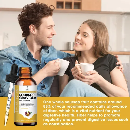Vista 3 de iMATCHME Premium Guanábana Graviola para la Digestión, Apoyo para la Piel Saludable y el Sueño, Extracto de Guanábana Líquido en Gotas de Hoja
