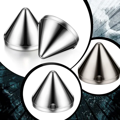 Vista 2 de 200 piezas de espigas de cuentas con cono de bala para coser, pegamento, pulseras de costura (negro, plateado)