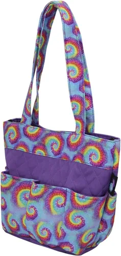 Vista 2 de Bolsa de Bingo Dauber con 8 bolsillos y bolsa de muñeca - Bolsa grande para llevar suministros de bingo y bolsa de dinero Teñido anudado